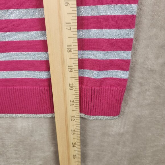 Brooks Brothers Pink and Silver Metallic Striped Womens Sweater Top Size XS - Picture 8 of 9
